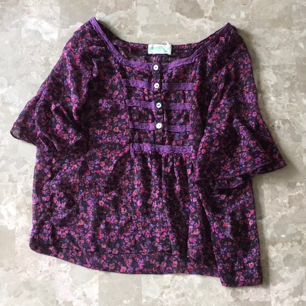 Floral Loose Cute Cropped Blouse